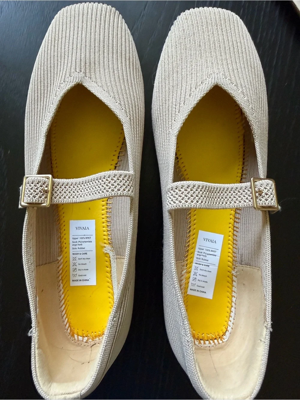 VIVAIA Margot Mary Jane Flats in Almond - Women's Size 8.5 WIDE - Never Used NWO